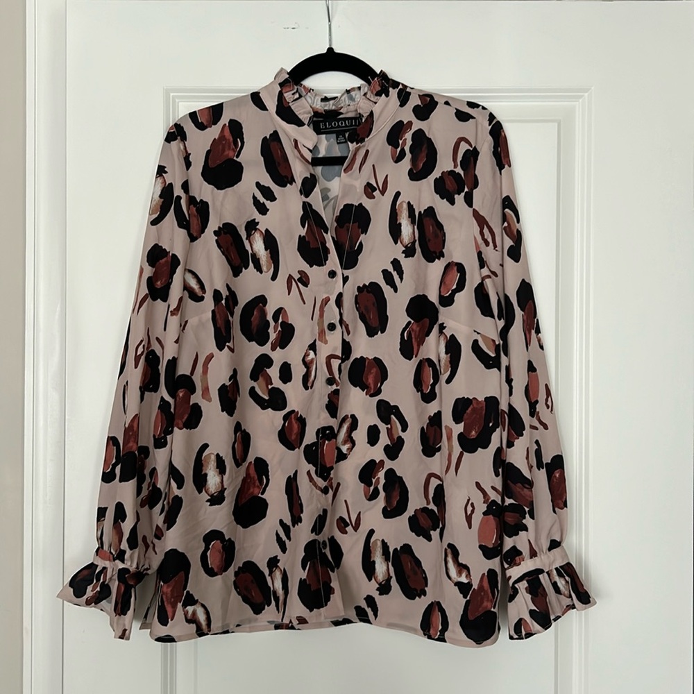 Eloquii Cheetah Button-Up Blouse
